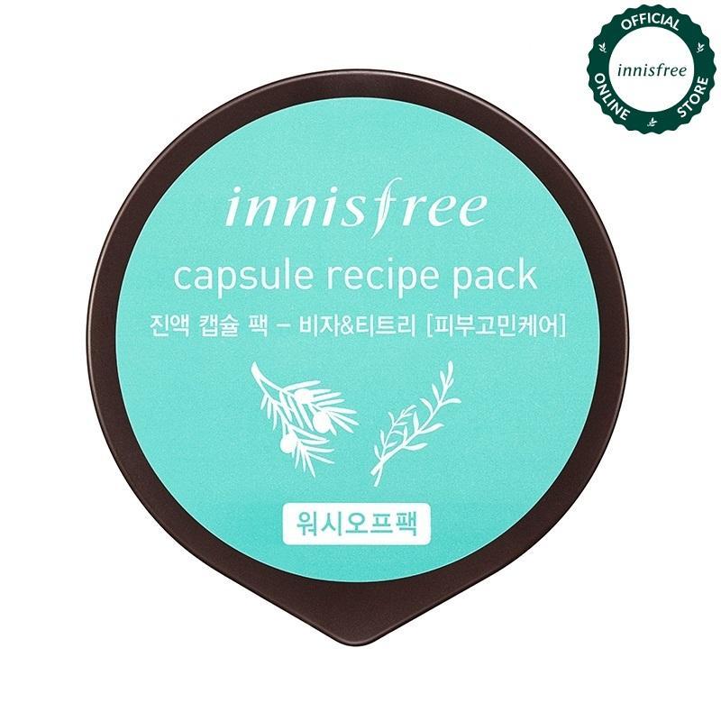 Mặt nạ rửa làm dịu da dành cho da mụn từ Bija & cây trà Innisfree Capsule Recipe Pack - Bija & Tea Tree 10ml nhập khẩu