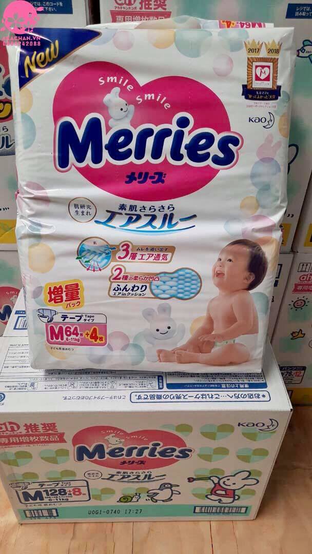 Bỉm dán merris nhật nội địa cộng miếng