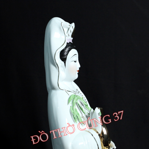 [ Cao 35cm , 40 cm ] TƯỢNG QUAN ÂM ĐỨNG ,  SỨ TRẮNG