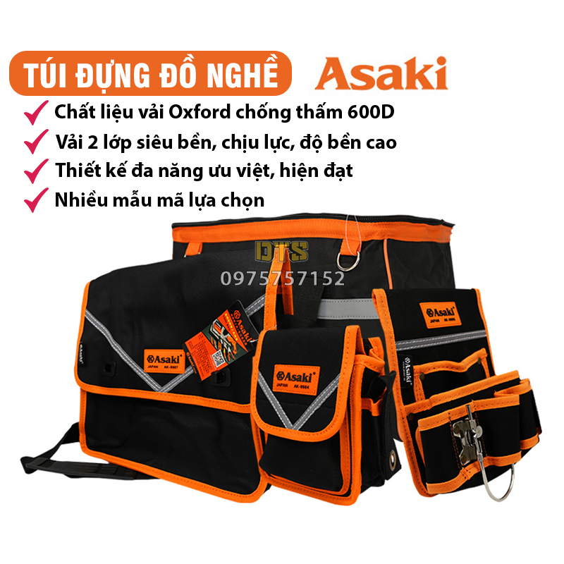 Túi đựng dụng cụ đồ nghề cao cấp Asaki, túi đựng dụng cụ sửa chữa chuyên