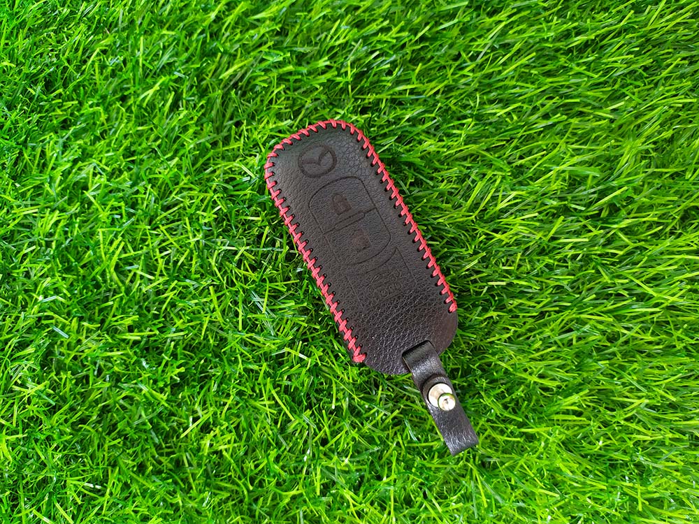Bao da 3 nút chìa khóa smartkey xe hơi Mazda (Màu nâu)
