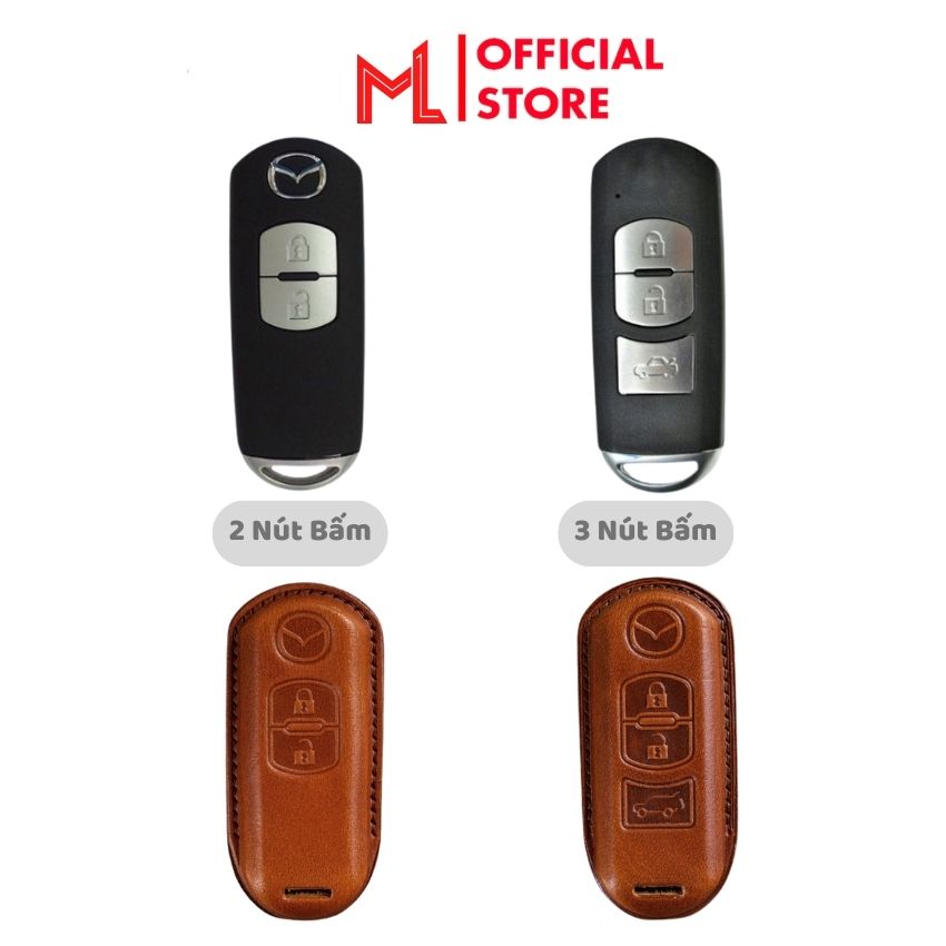 Bao Da Chìa Khóa Ô Tô MAZ-SC Mazda 2,Mazda 3, Mazda 6,Mazda cx5,Mazda cx8, Mazda Cx9 Bao Da Ép Form Da Thật Bảo Hành 12 Tháng