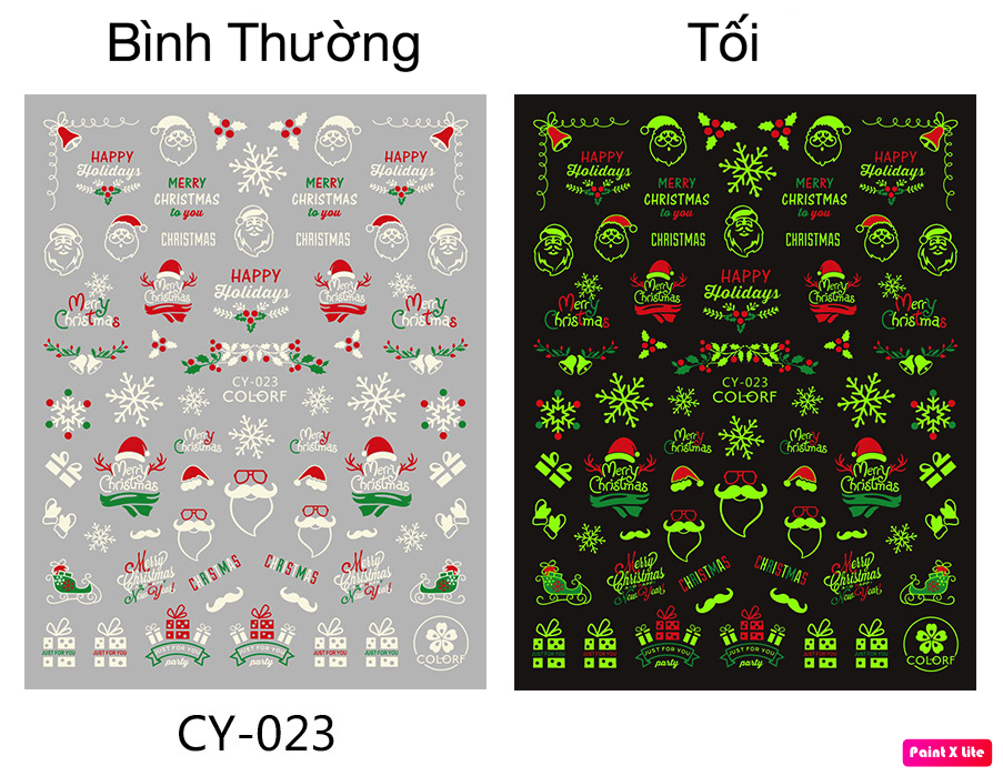 Sticker Noel Dạ Quang Trang Trí Móng CY1