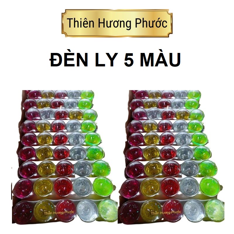 Đèn cầy ly 5 màu cúng ông địa tài mẹ ngũ hành