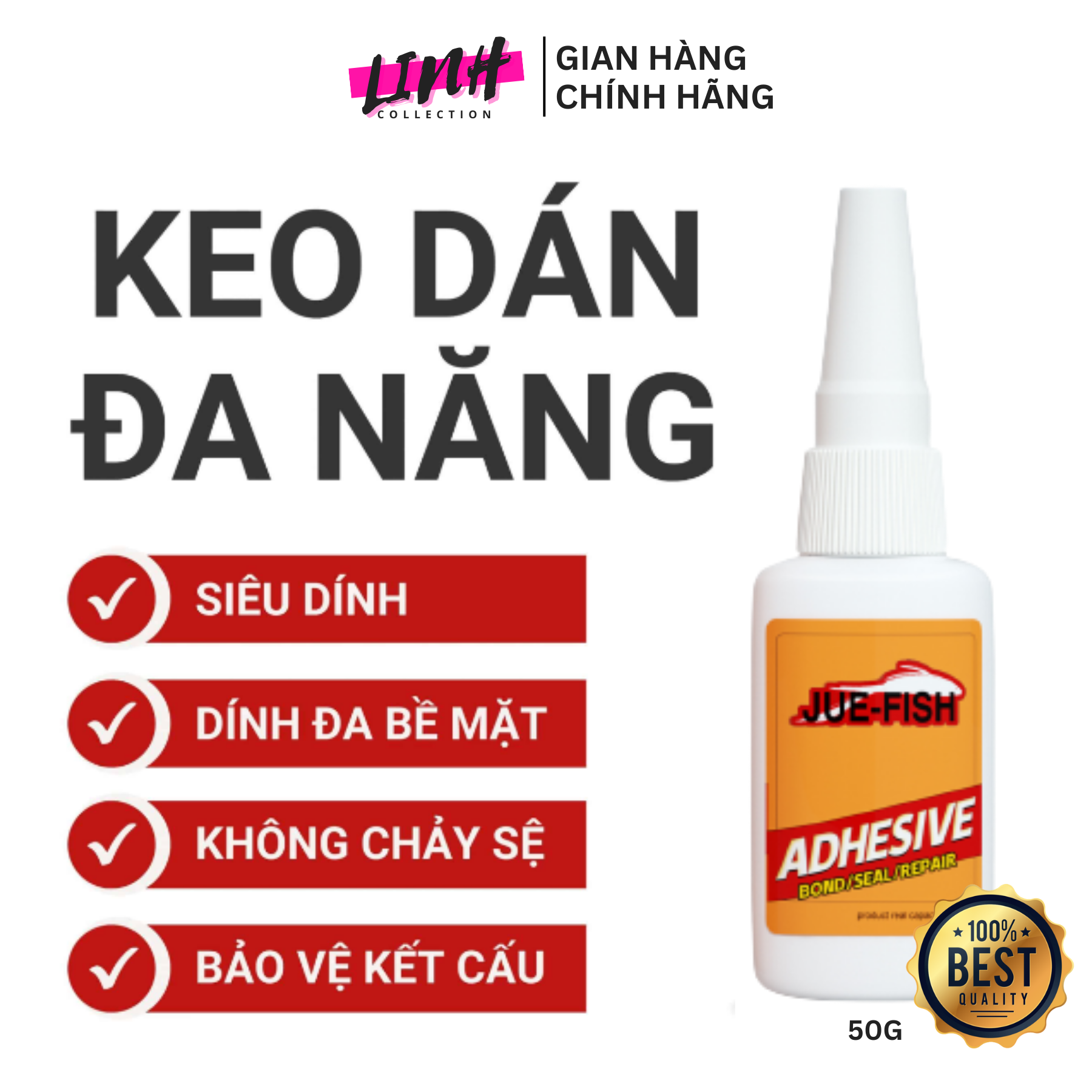Keo dán đa năng siêu dính X2000 JUE-FISH dán được mọi vật liệu, dán gỗ, thủy tinh, kim loại, sắt, gốm sứ, nhựa