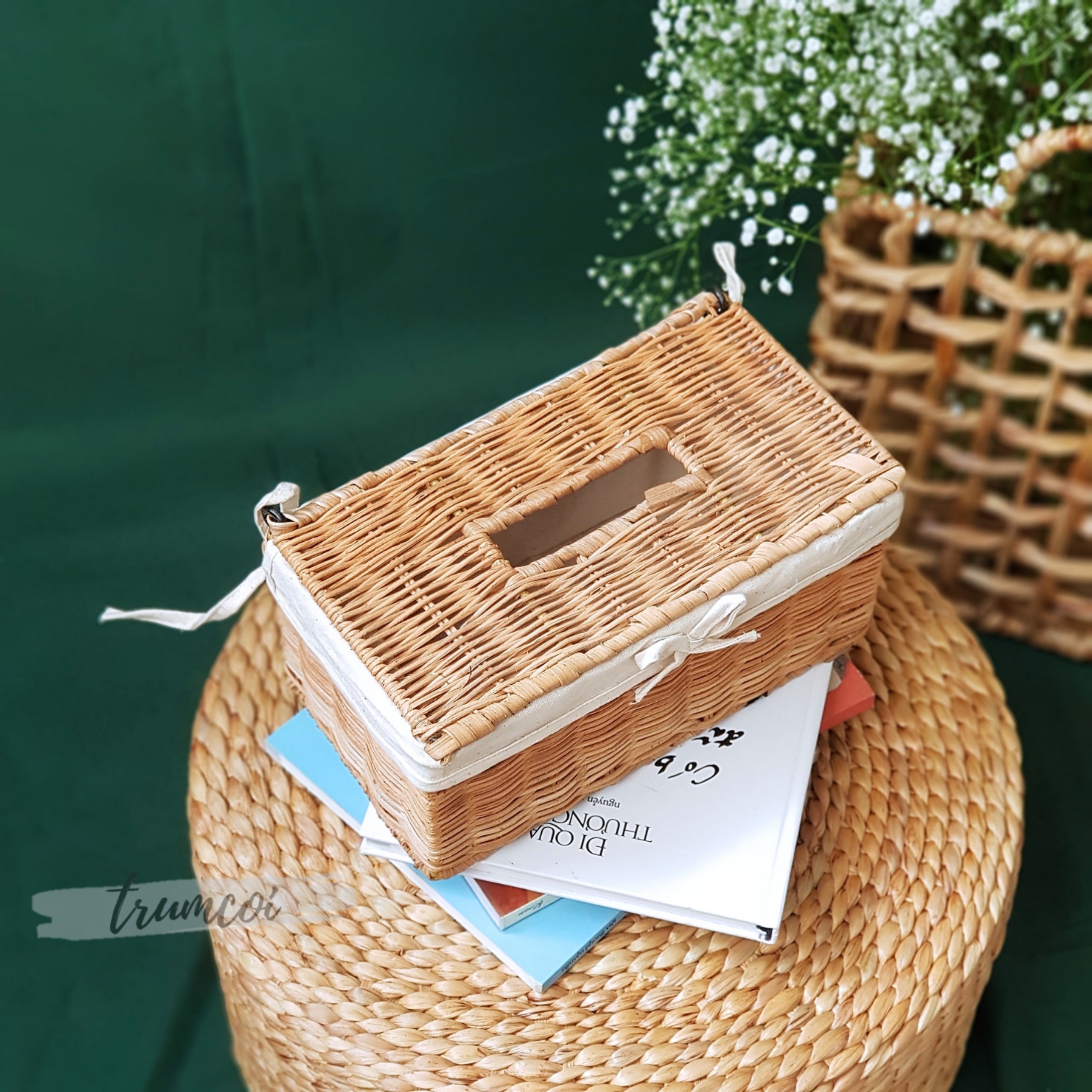 [HCM]Hộp đựng khăn giấy mây/cói