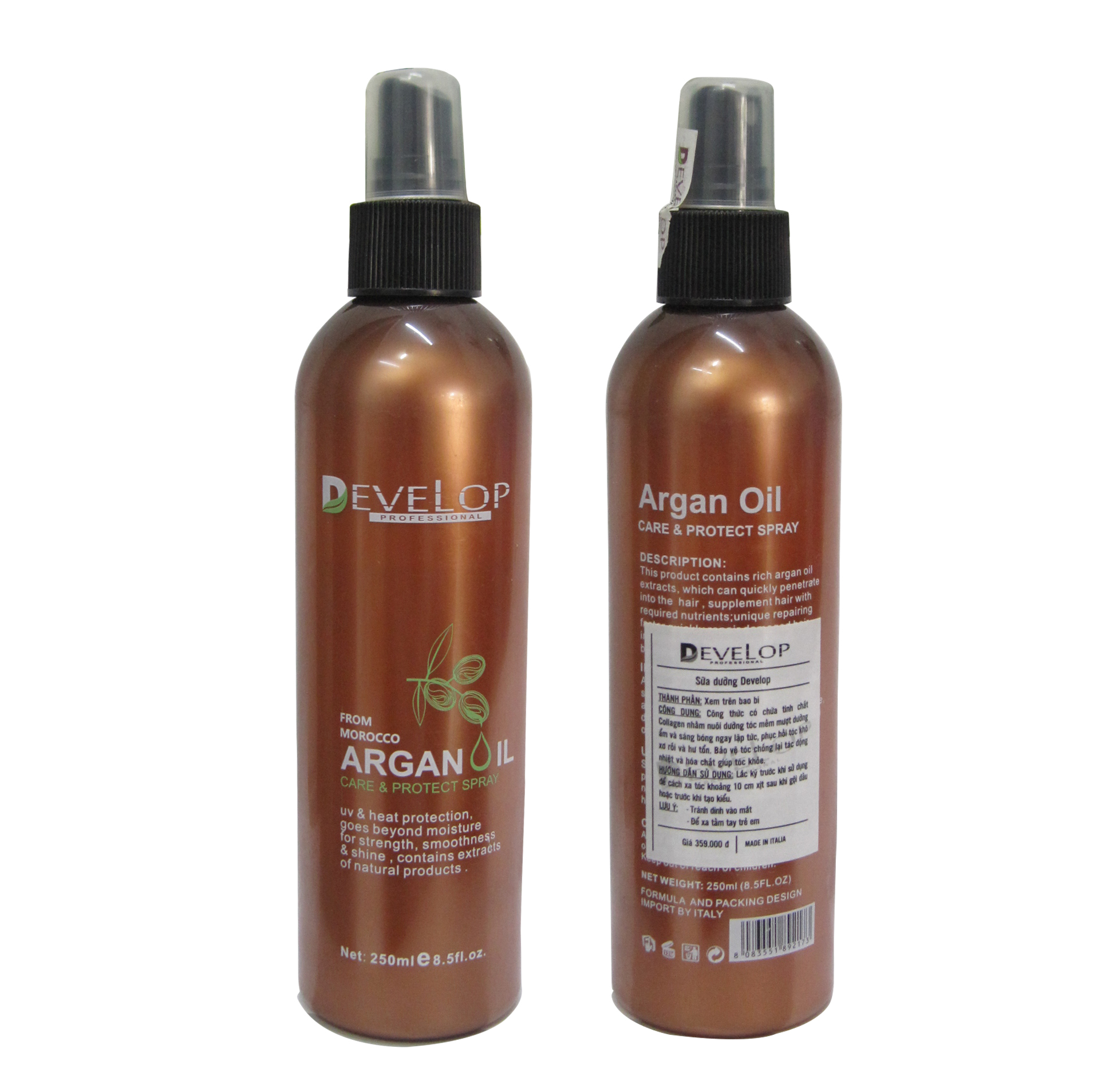 Xịt dưỡng mềm mượt tóc DEVELOP Argan oil 250ml