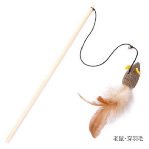 Hanpet - HPKM- Đồ chơi cần câu mèo cán gỗ