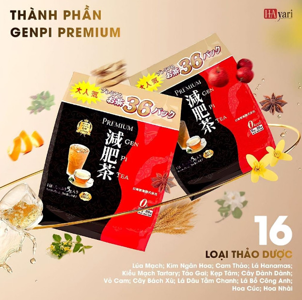 Trà Thải Độc Giảm Mỡ Hayari Premium Genpi Tea - 36 Gói
