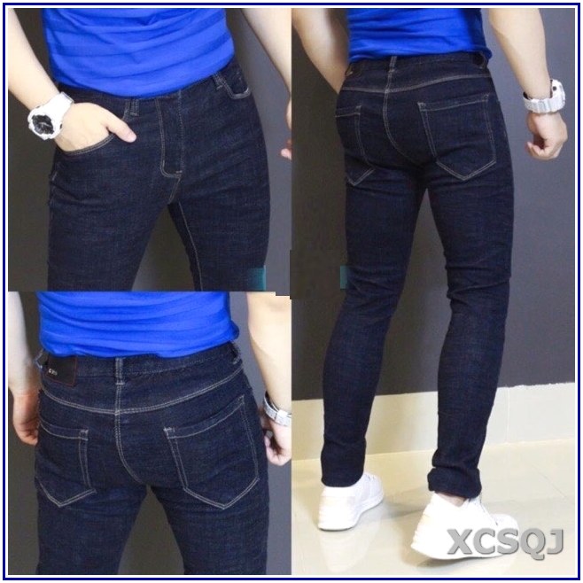 Quần jean nam cao cấp MÀU XANH TRƠN có size đại không xù lông, không ra màu, chất giãn tốt v2-82