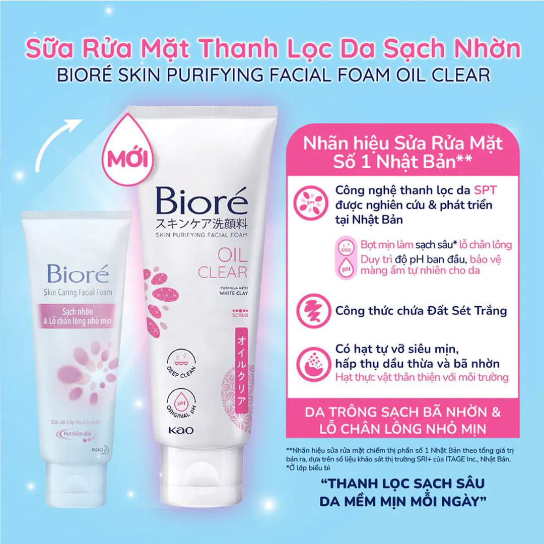 [HCM]SỮA RỬA MẶT BIORE SẠCH NHỜN LỖ CHÂN LÔNG NHỎ MỊN 100G