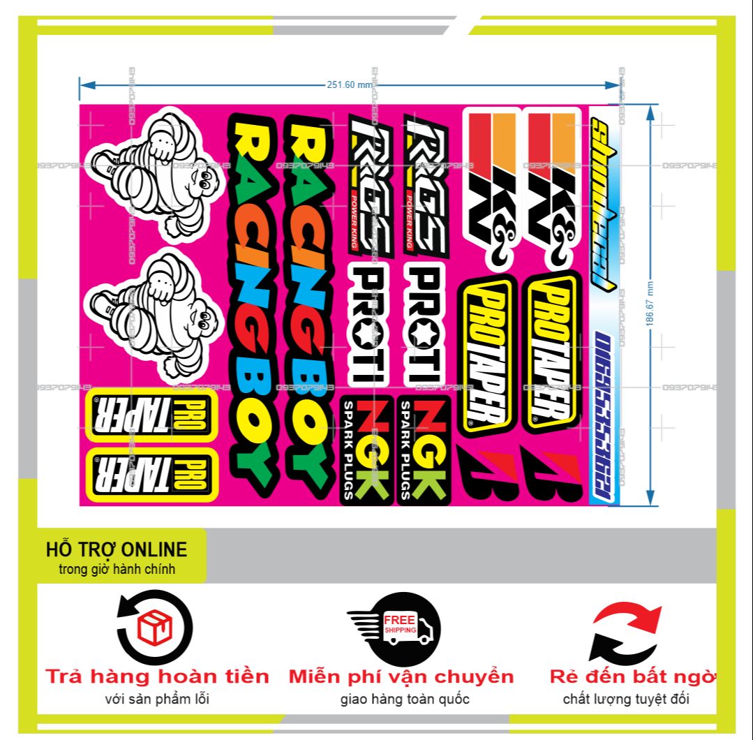 LOGO STICKER RACING BOY  { PHỤNG DECAL }