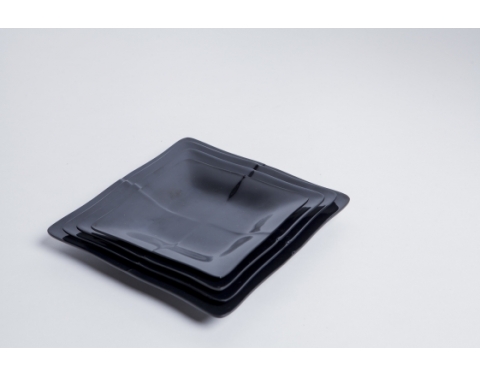 Dĩa Nhựa Vuông Melamine Màu Đen