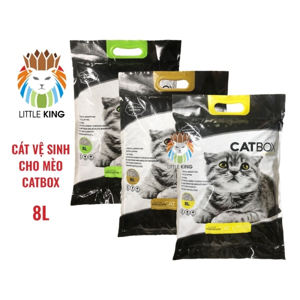 Cát vệ sinh cho mèo Catbox 8L cát vệ sinh than hoạt tính carbon siêu thấm hút và khử mùi Little King pet shop