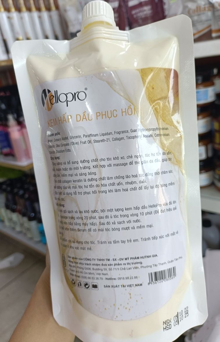 Kem Hấp Dầu Phục Hồi Tóc Hellopro Collagen Keratin 500ML