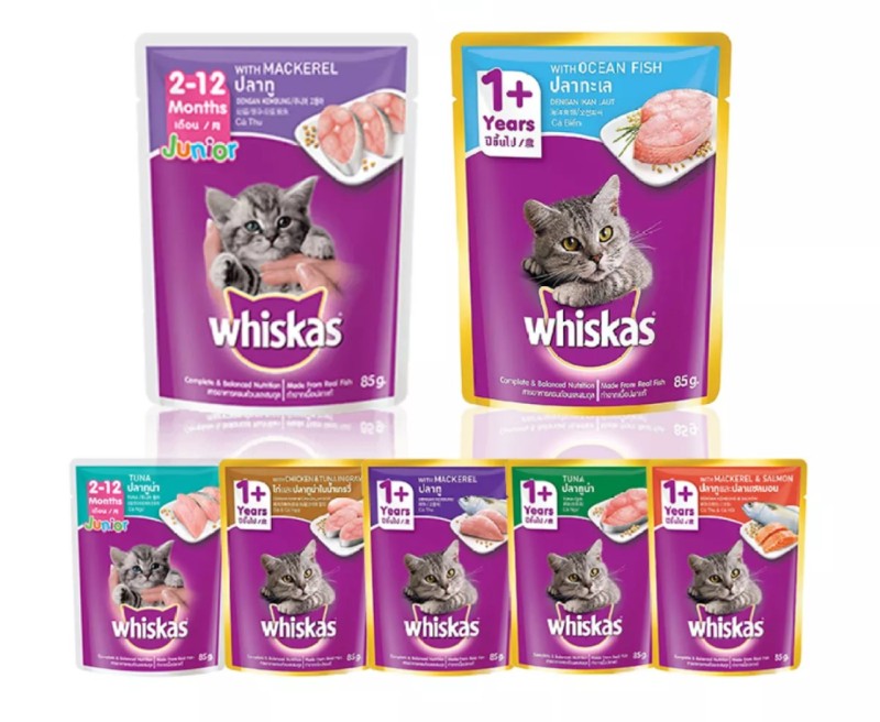 10 gói thức ăn cho mèo Whiskas gói 85g mix vị
