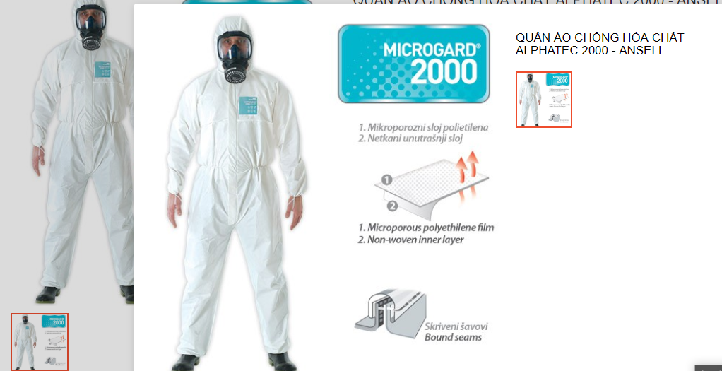 [HCM]Đồ Bảo Hộ -Quần áo chống hóa chất AlphaTec 2000-Chemical resistant clothing AlphaTec 2000