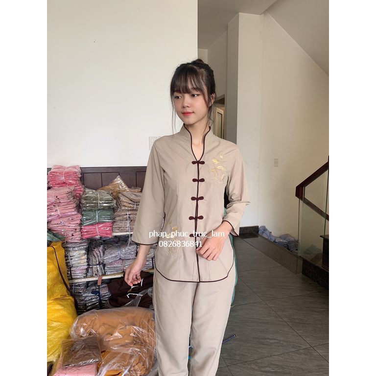 [HCM]Đồ lam đồ đi chùa đồ phật tử - cổ tàu thêu