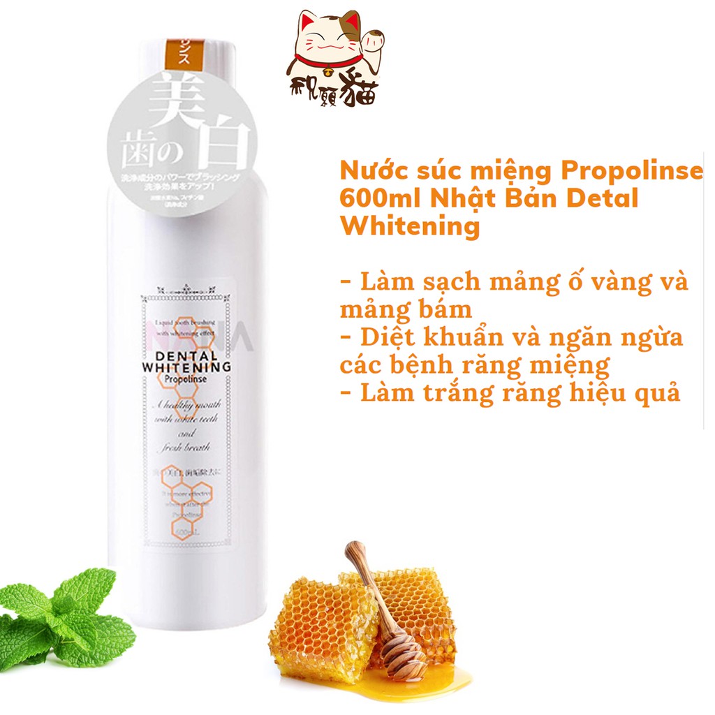 NƯỚC SÚC MIỆNG PROPOLINSE NHẬT BẢN (CHAI MÀU TRẮNG - HỖ TRỢ TRẮNG RĂNG), CHAI 600ML