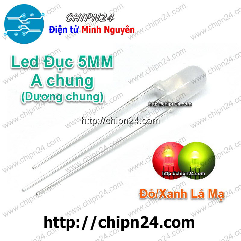 Led 2 màu 3 chân 5mm đục a chung