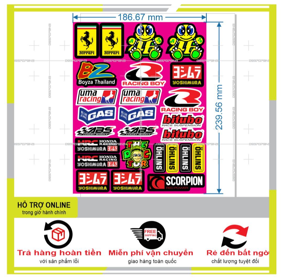 HCM-BIDECAL- LOGO STICKER DÁN XE MÁY M72