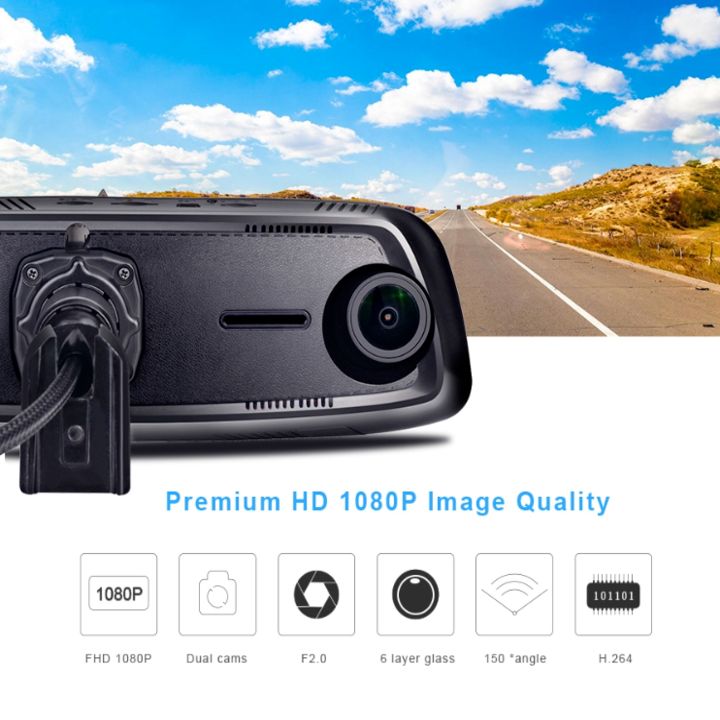 [Trả góp 0%] Camera hành trình gương cao cấp Phisung E09-3 tích hợp 3 camera