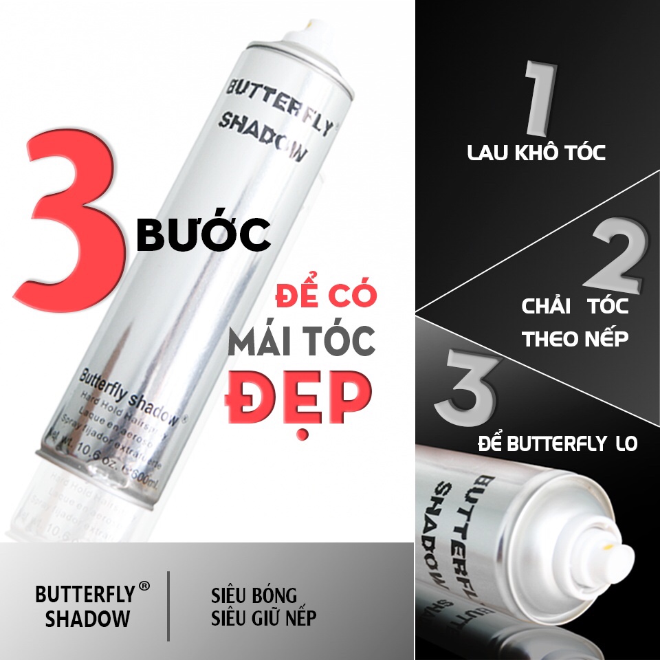 Gôm xịt tóc Butterfly Shadow 150-320-420ml chính hãng