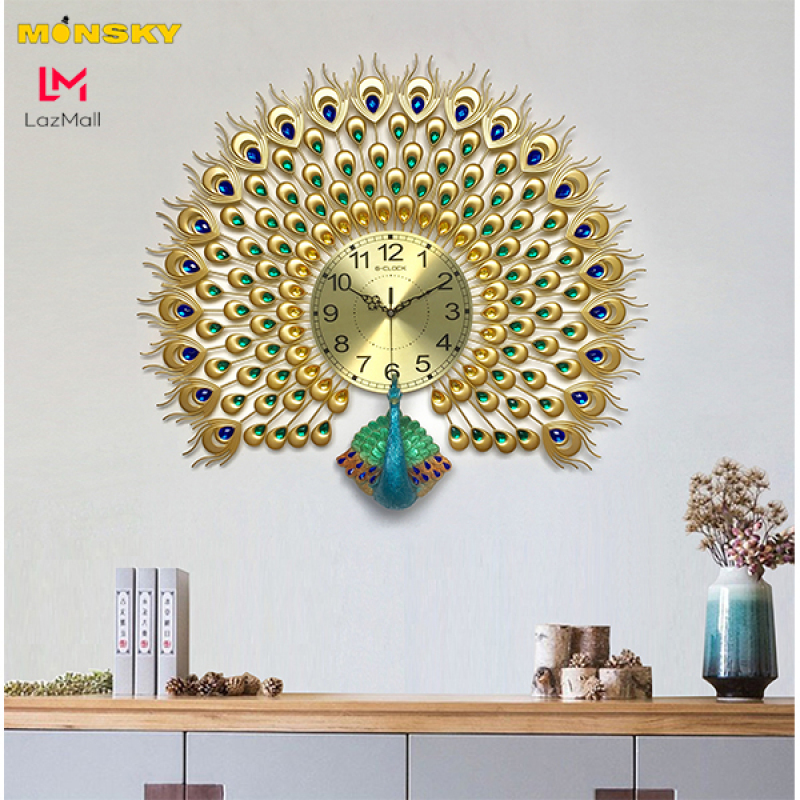 Đồng hồ treo tường MONSKY GCLOCK loại to KT 65X75 (cm) cao cấp làm từ kim loại sơn tĩnh điện chạy máy kim trôi chuẩn (1813-D12) bán chạy