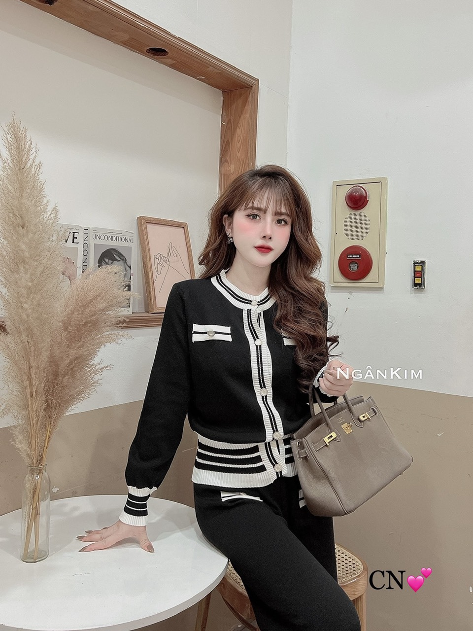 Set bộ len viền khuy ngọc