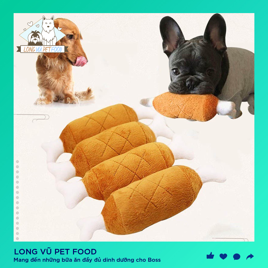 Đồ Chơi Cho Chó Mèo Đùi Gà Nhồi Bông, đồ chơi cho chó, đồ chơi cho mèo, đồ thú cưng - Long Vũ Pet Food