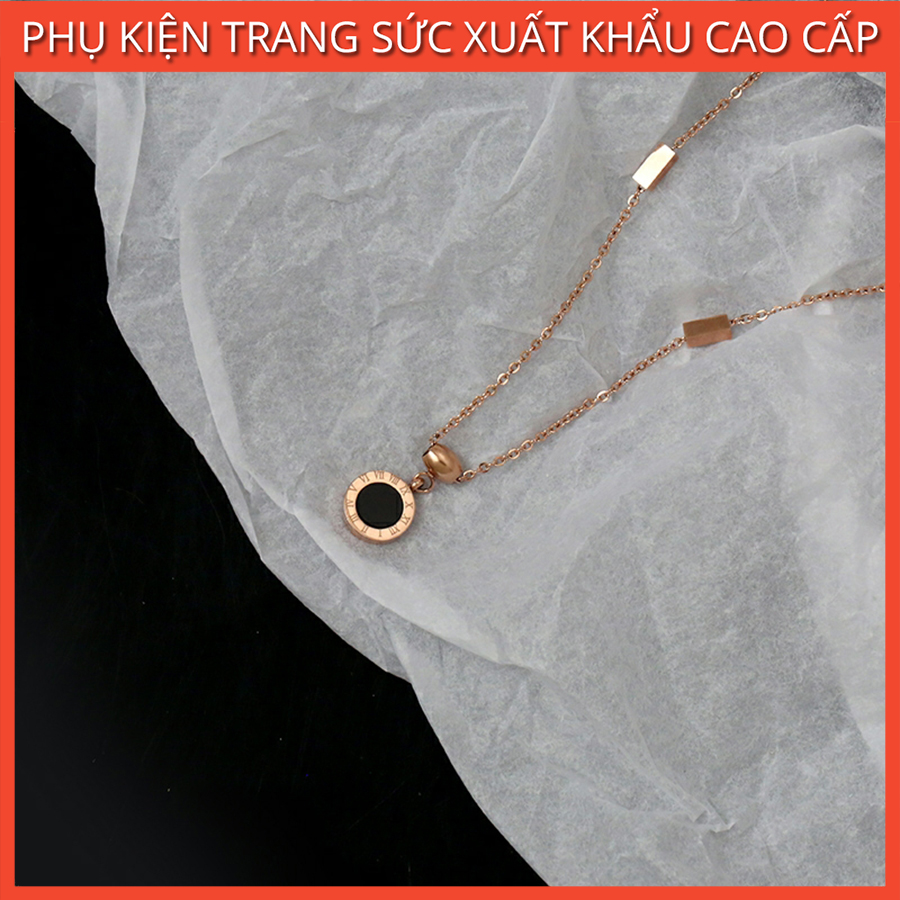 Dây Chuyền Nữ, vòng cổ Titan Đá Đen Cá Tính