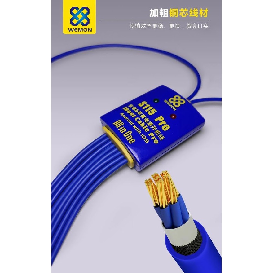 Dây cấp nguồn iPhone & Android Wemon S115 Pro (6 đầu từ 6P đến 13 Pro Max + 17 đầu Andoid)