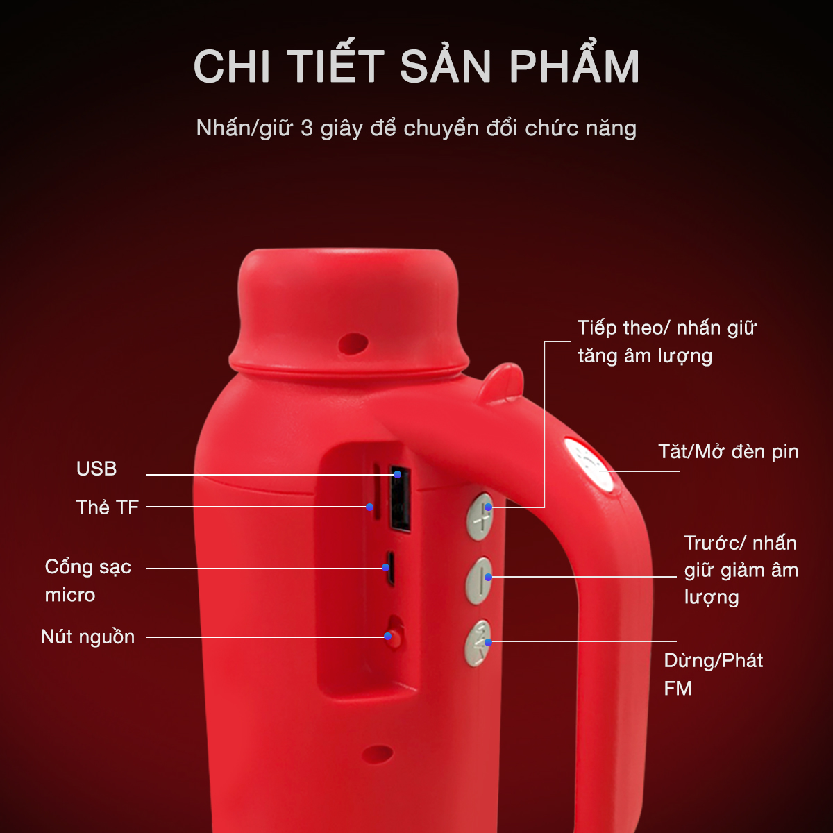 Loa nghe nhạc blueooth mẫu mới, Loa kết hợp đèn pin kết nối bluetooth không dây Pin dung lượng khủng, Âm thanh hay ấm vang, kết nối thẻ TF, USB,..