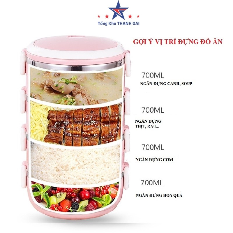 Hộp Đựng Cơm Cặp Lồng Cơm Giữ Nhiệt Lúa Mạch Ruột Inox Chất Lượng Số 1