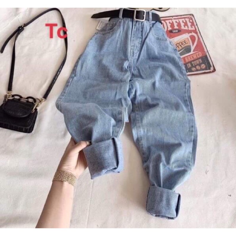 Quần baggy bò gập gấu khói