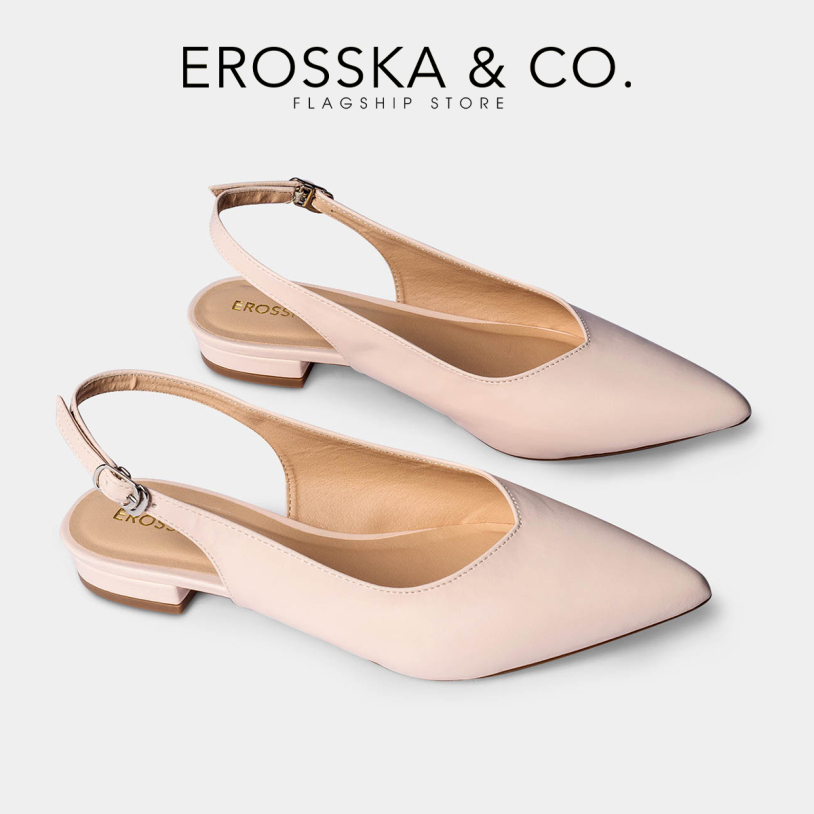 Giày nữ, giày cao gót slingback Erosska mũi nhọn cao 2cm thời trang kiểu dáng basic - EL001 (WH) giá rẻ
