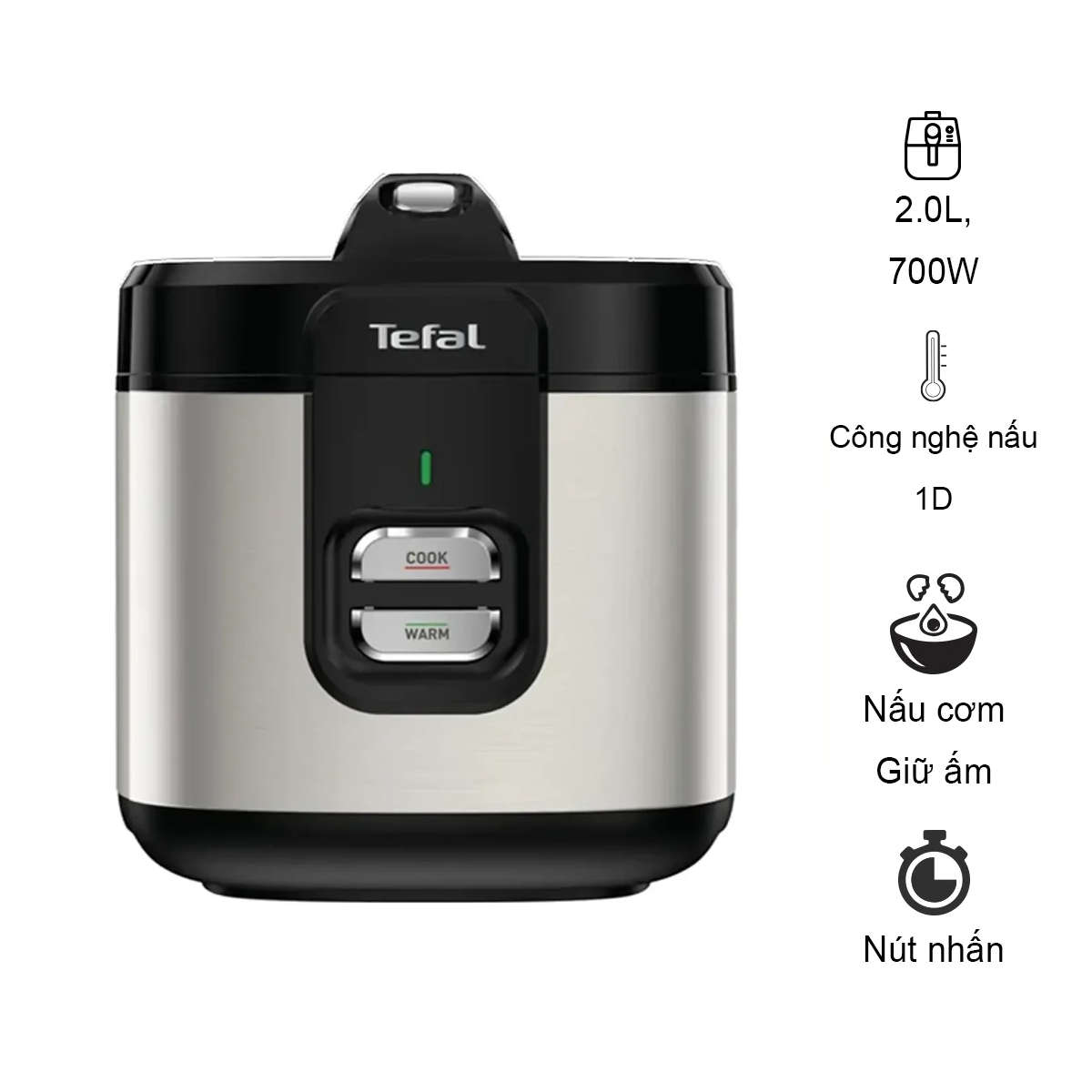 Nồi cơm điện Tefal RK364A68 dung tích 2L, công suất 700W, bảo hành 24 tháng
