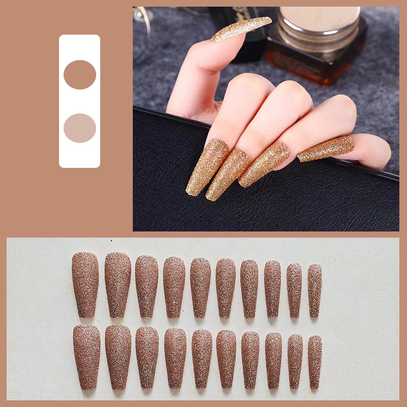 Móng tay giả dài nhọn đính đá lấp lánh tặng 1 keo dán và 1 cây dũa - TTT2209