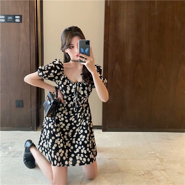 [HCM]Đầm Cúc Chun Cổ #Bigsize 60=>90