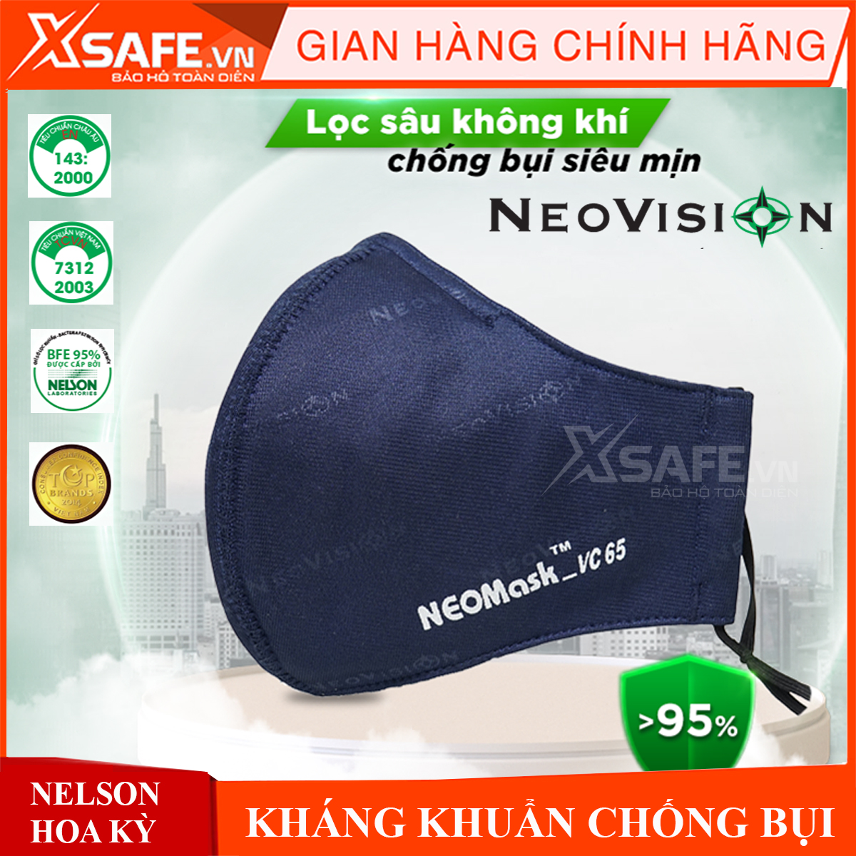 [HỎA TỐC] Khẩu trang hoạt tính Neomask VC65 chống bụi siêu mịn hơi hóa chất loãng kháng khuẩncó thể thao rời bộ lọc khi giặt