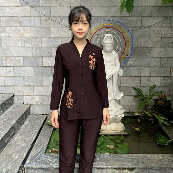 Áo tràng, Đồ Lam Đi Chùa, quần áo nữ phật tử mẫu bà lai thun mã KA23