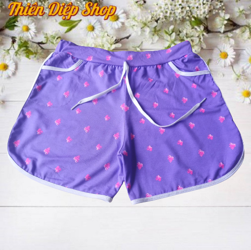 Quần đùi nữ họa tiết bông nhiều mẩu đẹp cho khách, quần short ngắn dây rút vãi thun cotton thoáng mát