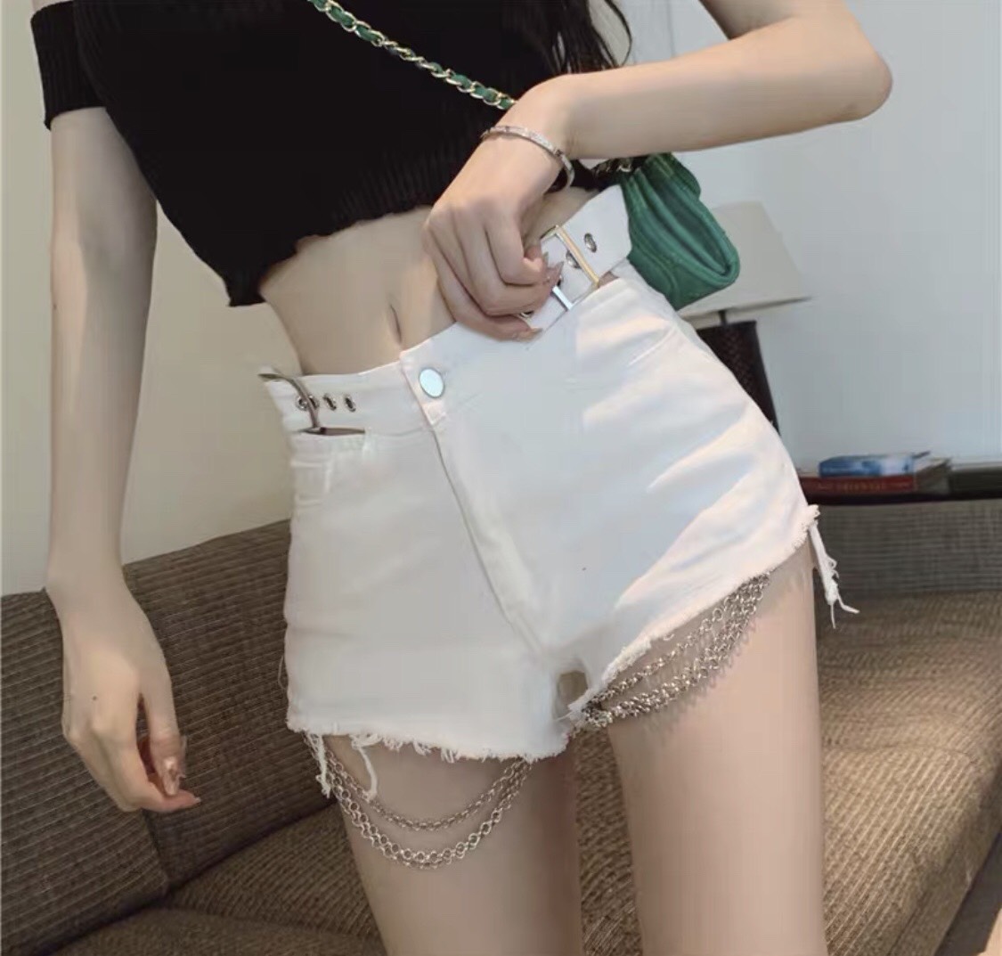 quần short đai cài khoen phối xích siêu cool
