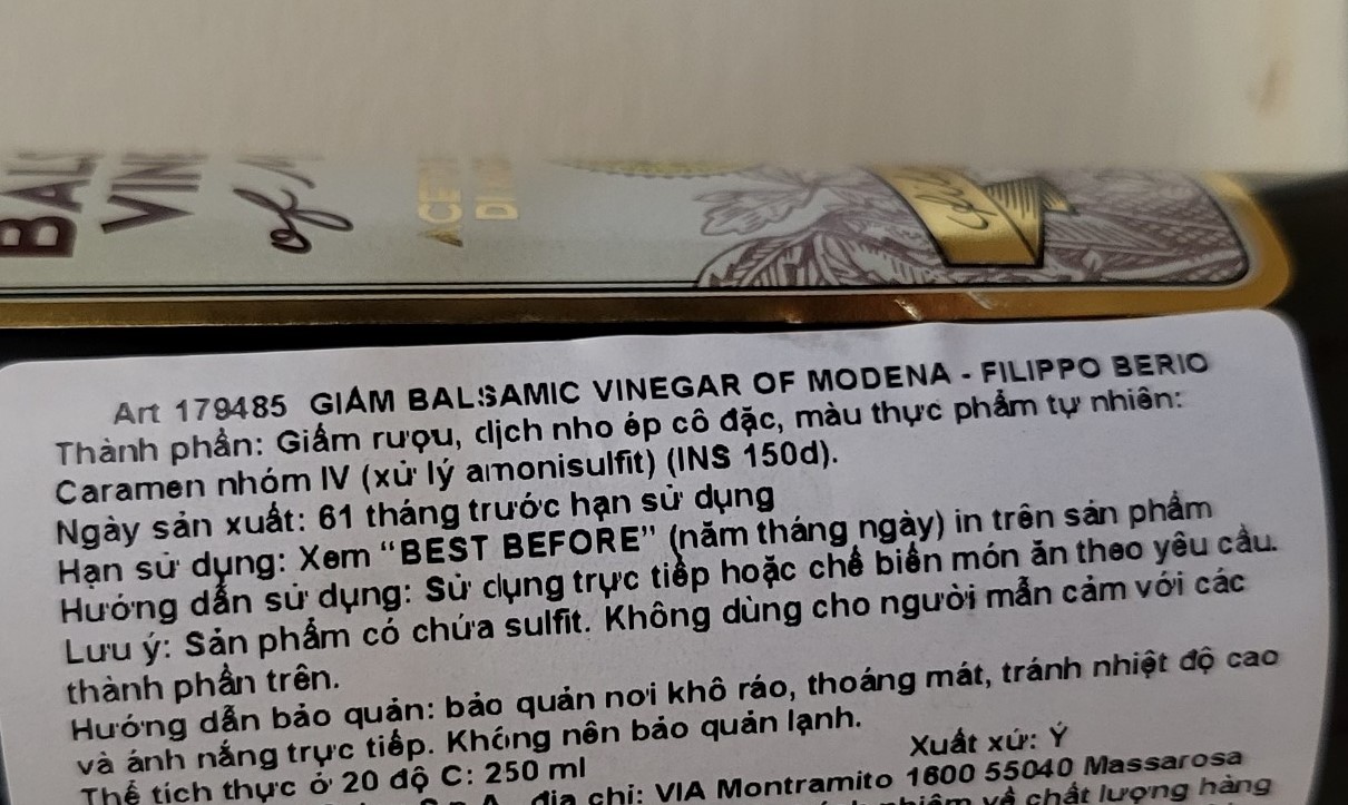 [FILIPPO BERIO - Chai 250ml] GIẤM NHO [Italia] Balsamic Vinegar of Modena