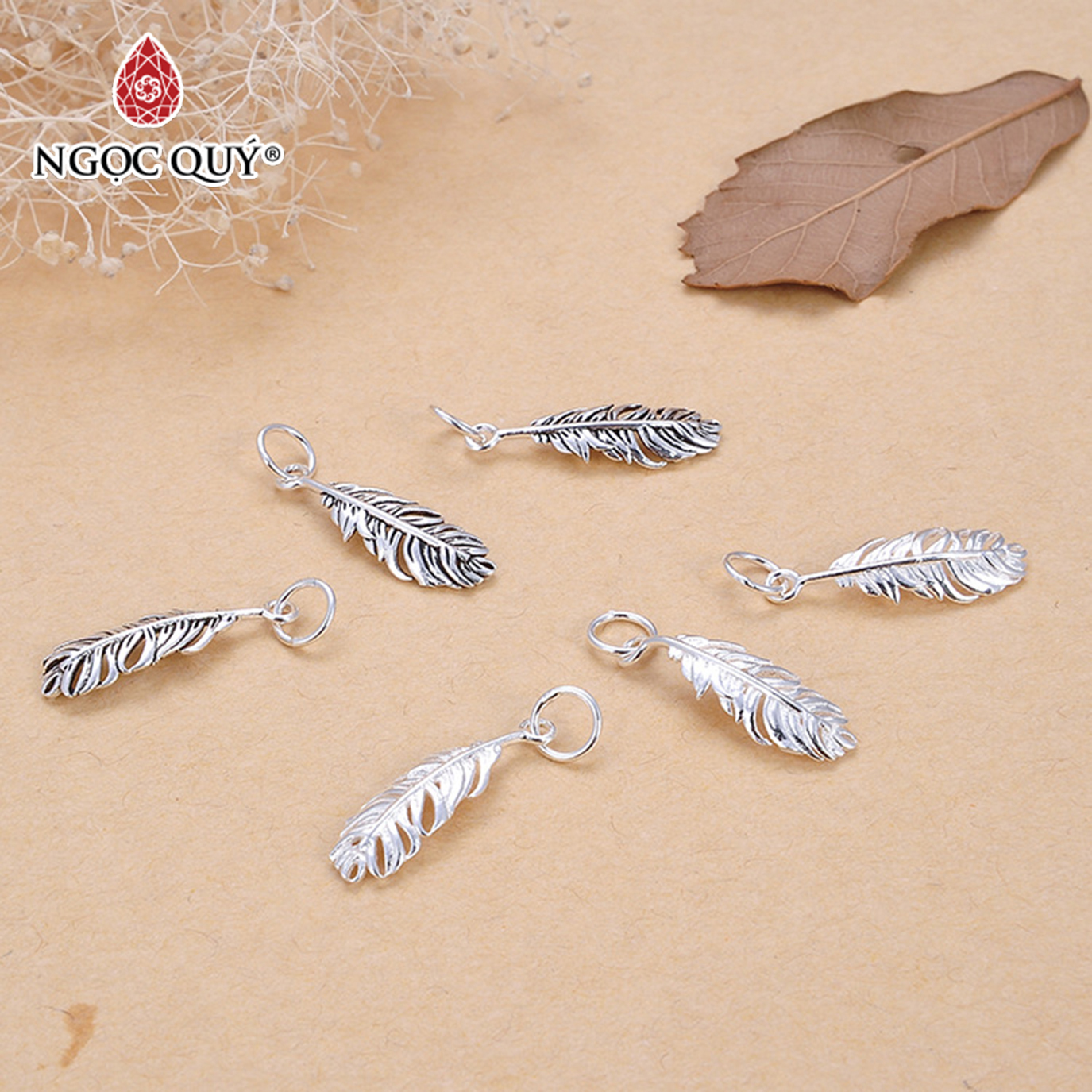 [HCM]Charm bạc lông vũ treo - Ngọc Qúy Gemstones
