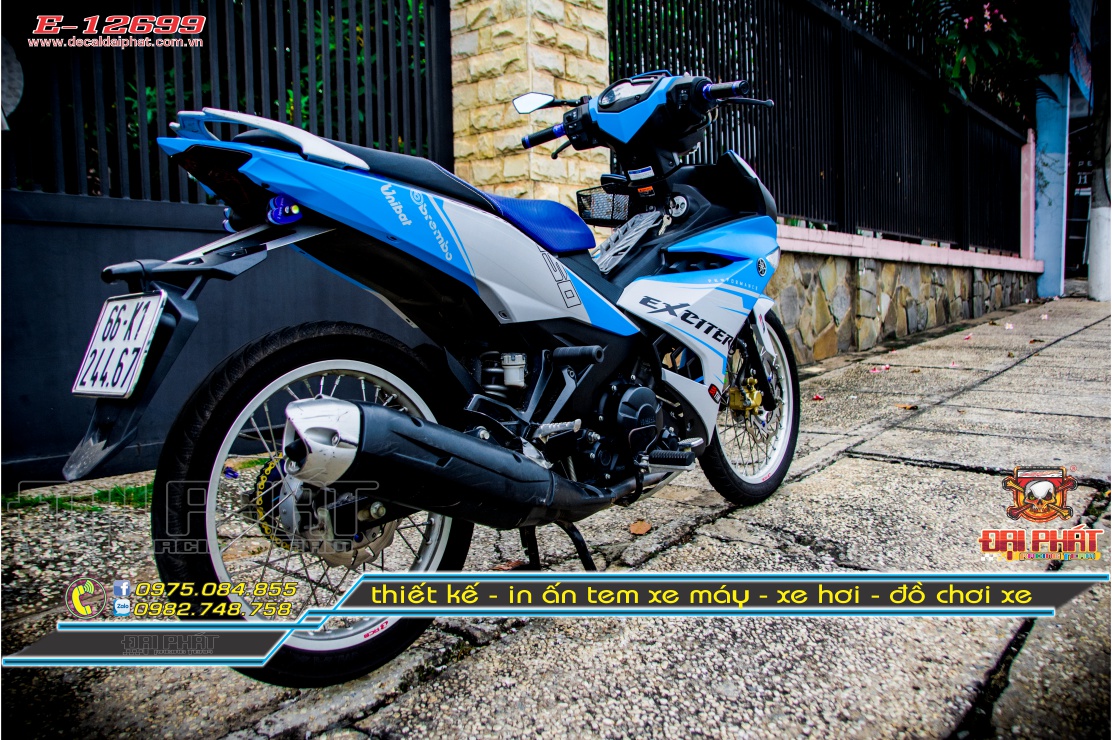 Tem Trùm Xe Exciter 150 Ducati Xanh Bạc - E-12699