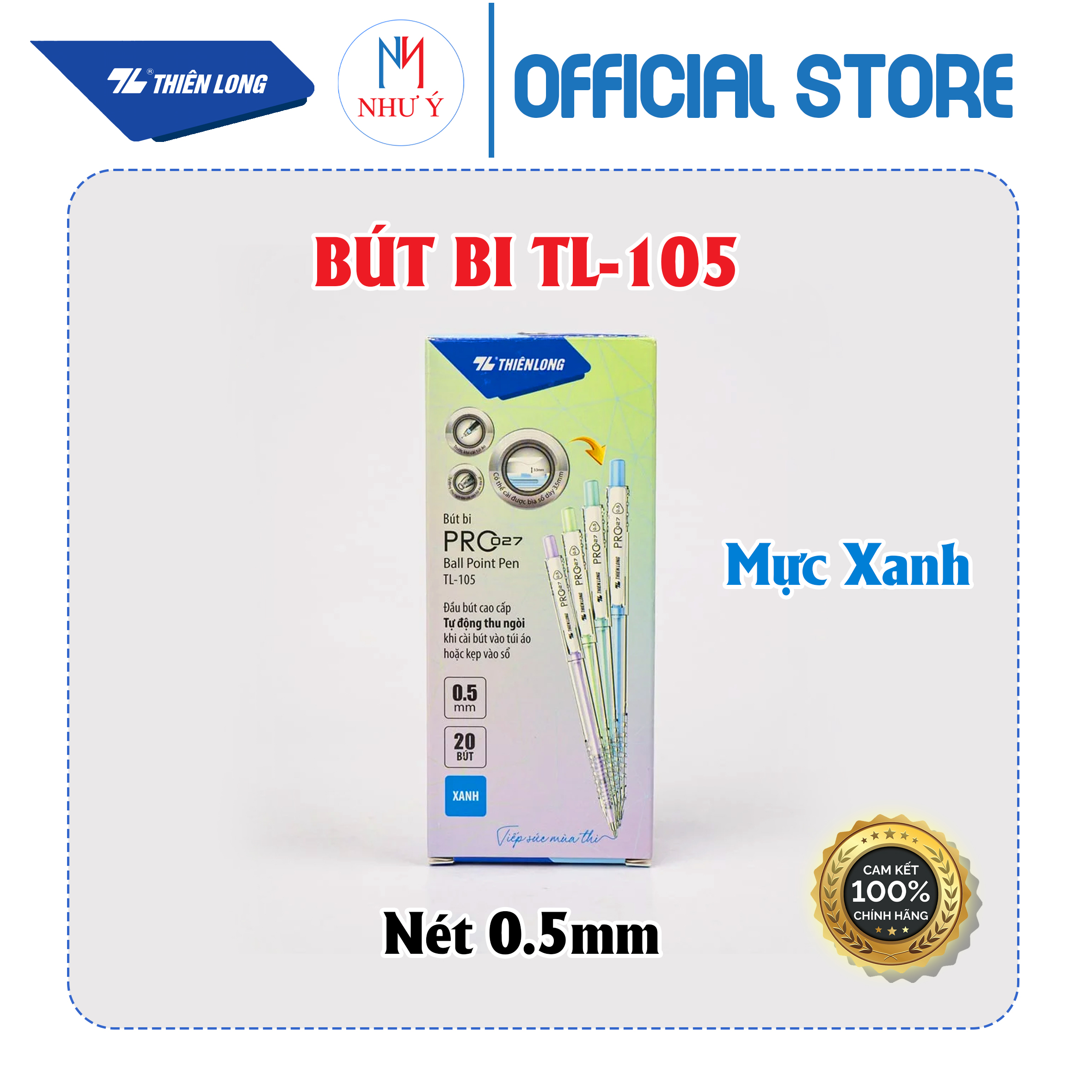 Combo 20 cây | bút bi thiên long tl-105 màu pastel pro 027