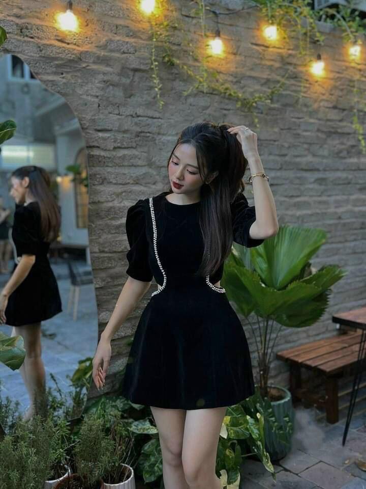 [HÀNG THIẾT KẾ] Đầm Tiệc Khoét Eo Đính Đá DT01