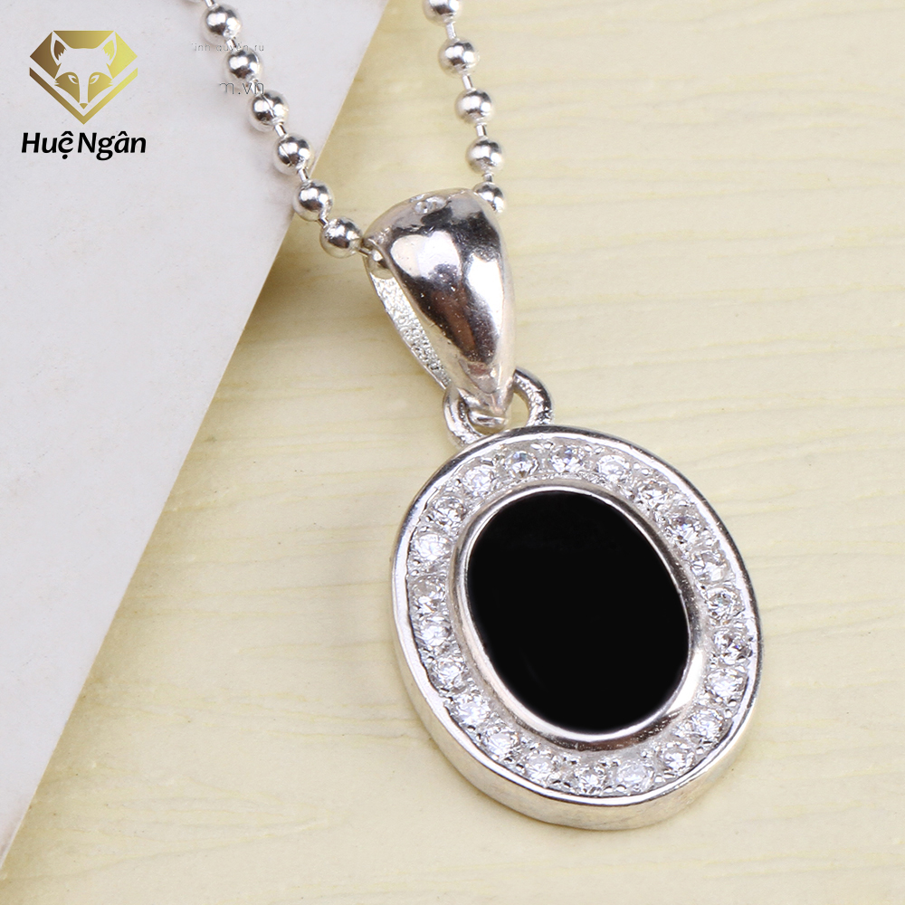 Mặt dây chuyền nữ trang sức bạc Ý S925 Bạc Xinh - Hình oval ZP090