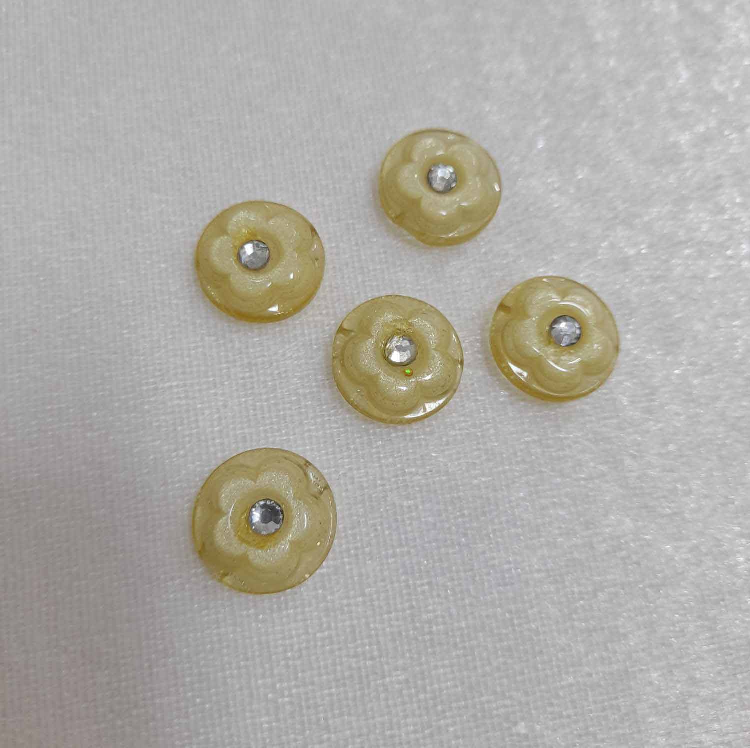 4 PCs mixed flowers buttons floral rhinestone panel button trim clothing decor